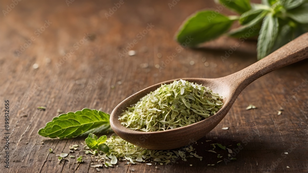 A creative stock image featuring a spoon filled with stevia
A creative stock image featuring a spoon filled with stevia