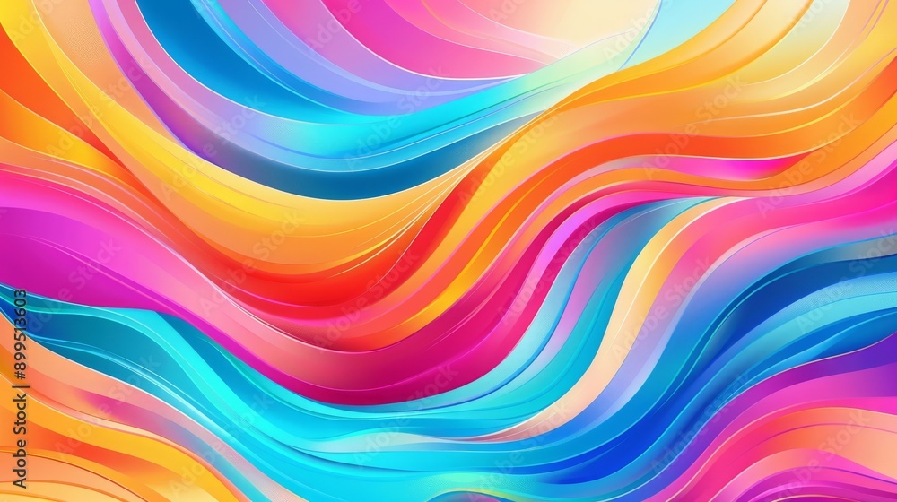 Obraz premium Vibrant Abstract Waves with Multicolored Gradient Creating Dynamic Flowing background