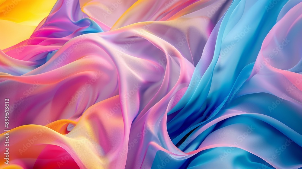 Fototapeta premium Flowing Colorful Fabric Waves Creating Dynamic and Vibrant Abstract background
