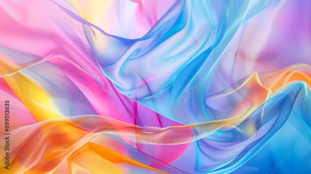 Fototapeta premium Flowing Colorful Fabric Waves Creating Dynamic and Vibrant Abstract background