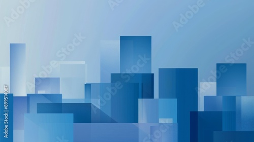 Abstract Blue Geometric Background with Transparent Overlapping Cubes
