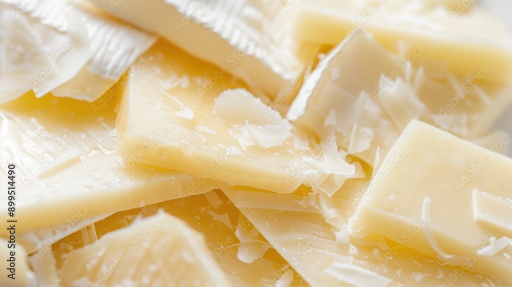 Close-up of various cheese slices in white and yellow, perfect for gourmet meals or snacks. Versatile and fresh, ideal for menus, restaurants, or markets Close-up of various cheese slices in white and yellow, perfect for gourmet meals or snacks. Versatile and fresh, ideal for menus, restaurants, or markets