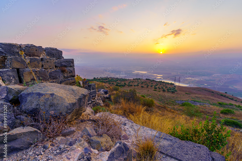 Sunrise view of the crusader Belvoir Fortress