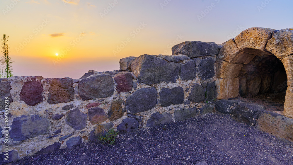 Sunrise view of the crusader Belvoir Fortress