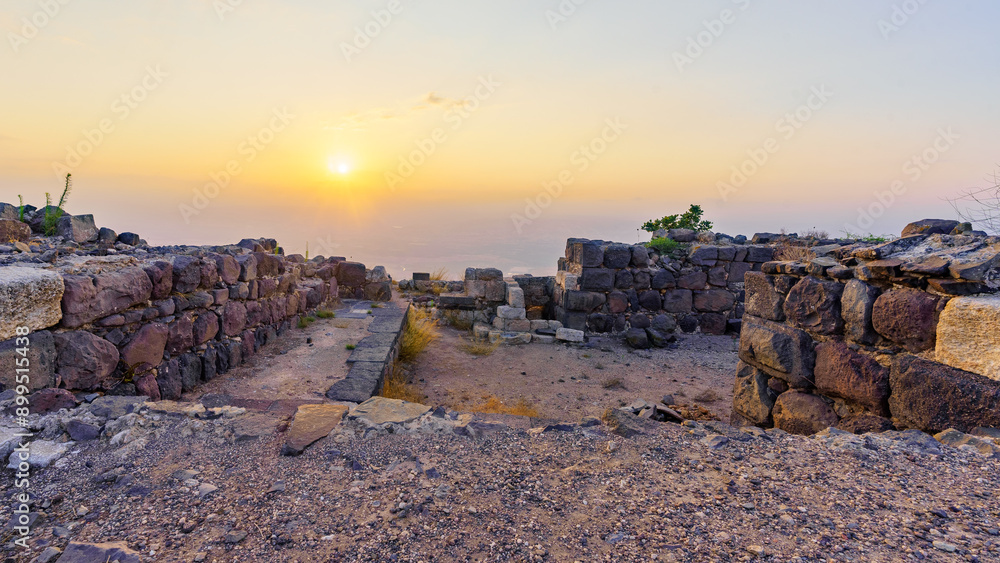 Sunrise view of the crusader Belvoir Fortress