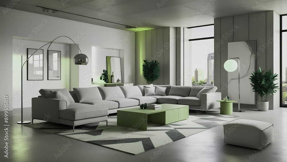 Fototapeta premium Step Inside A Virtual Tour of Contemporary 3D Rendered Living Spaces