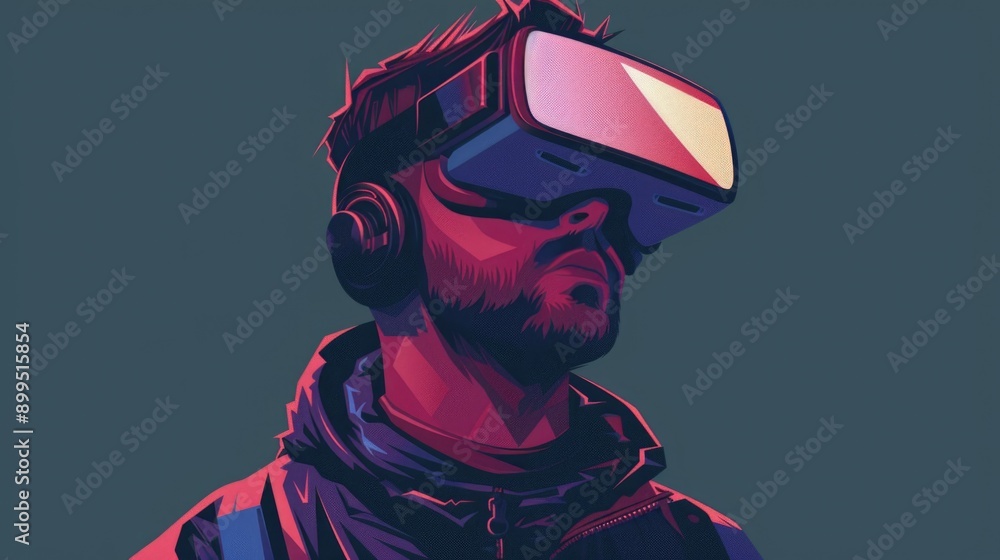 A man wearing a virtual reality headset A man wearing a virtual reality headset