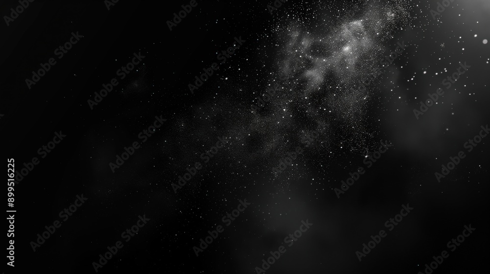Fototapeta premium Ambient dust animation with light smoke and particles floating around, black background. Ideal for ambient dust overlay effects and atmospheric ambient animation