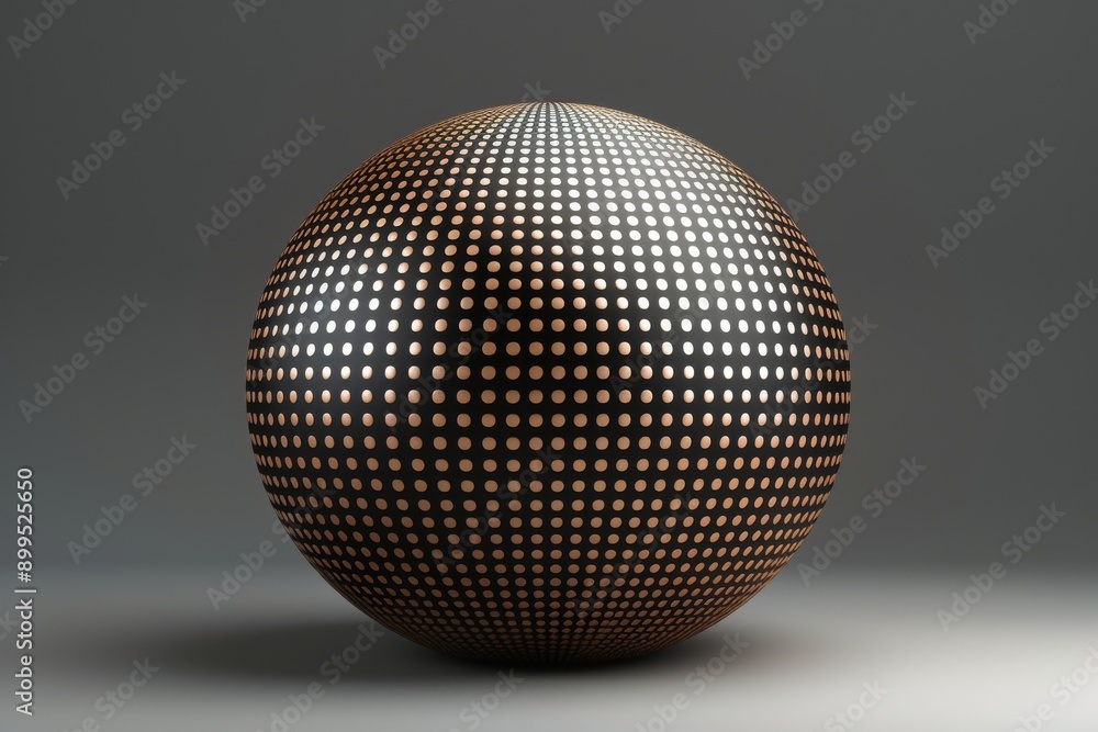 Futuristic metallic sphere with digital patterns and a grey background Futuristic metallic sphere with digital patterns and a grey background
