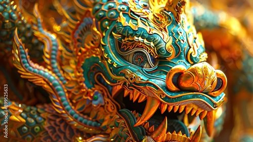 Wallpaper Mural Ornate Dragon Sculpture with Vibrant Colors Torontodigital.ca