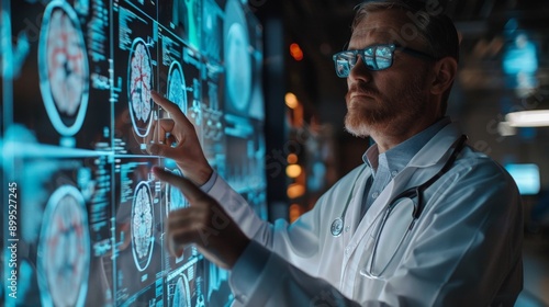 A doctor using a holographic display to explain a medical condition