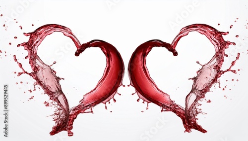 Heartfelt Spill: Isolated Wine Splash in Heart Shape on Transparent Background