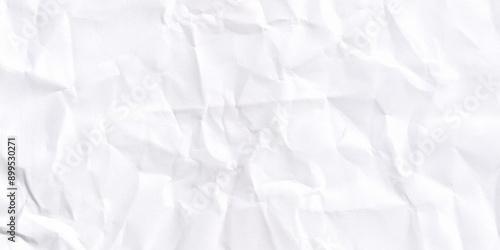 Vector realistic crumpled paper texture background. Clean white paper, wrinkled, abstract background.