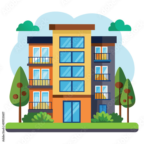 Vector illustration of an apartment building, suitable for real estate websites, architectural designs urban planning materials
