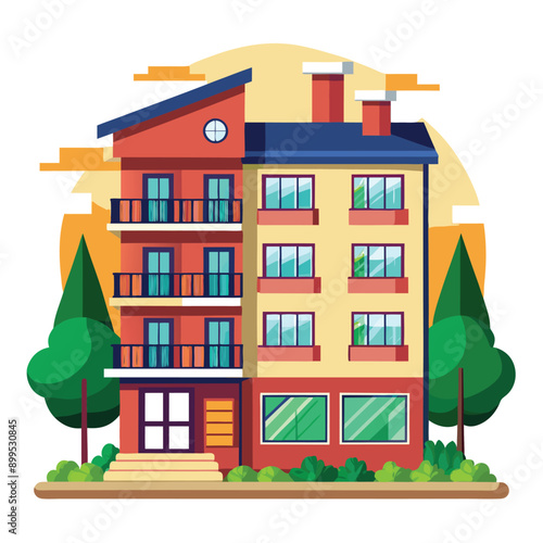 Vector illustration of an apartment building, suitable for real estate websites, architectural designs urban planning materials
