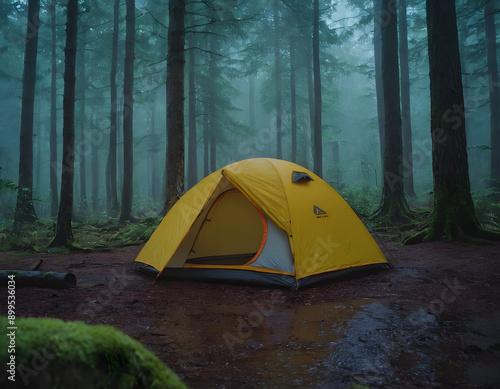 camping in the forest