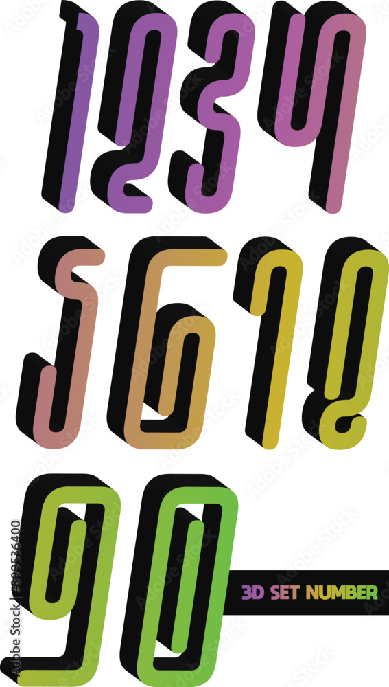 3d set numbers, 3d gradient number, set numbers 3d set numbers, 3d gradient number, set numbers
