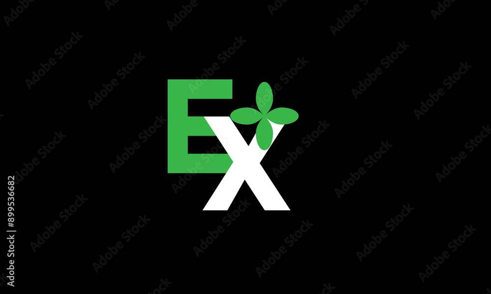 Fototapeta premium EX Leaf Logo Initial Green Nature