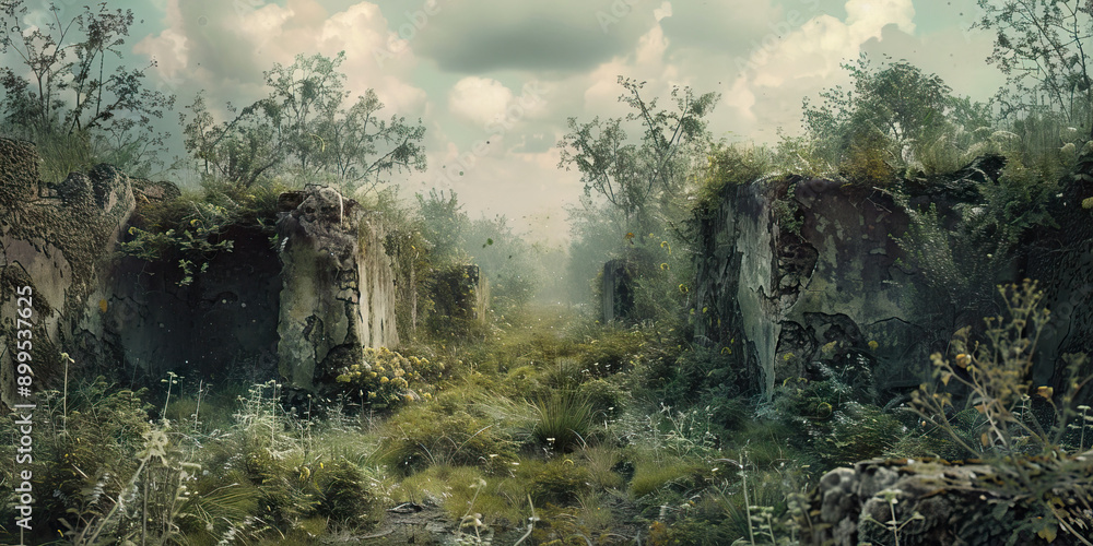 The Forgotten Frontline: Overgrown trenches, once bustling with soldiers now reclaimed by nature. The Forgotten Frontline: Overgrown trenches, once bustling with soldiers now reclaimed by nature.