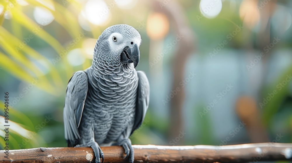 Obraz premium A close-up portrait of an African Grey parrot with a quizzical expression.