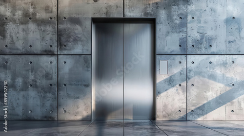 Wallpaper Mural A silver metal door with a sign on it Torontodigital.ca