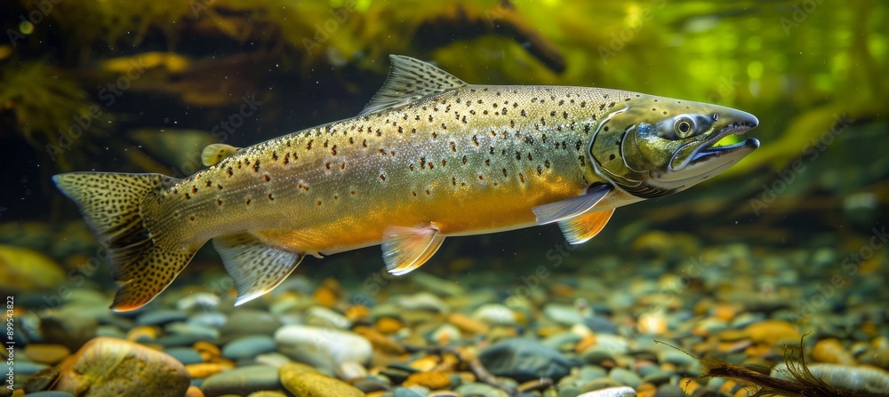 Fototapeta premium Wild salmon fish. Generative AI technology.