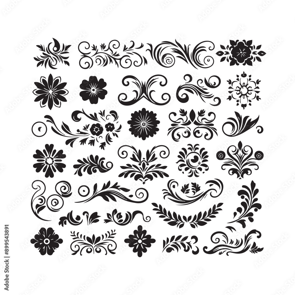 A collection of simple floral and ornamental designs A collection of simple floral and ornamental designs