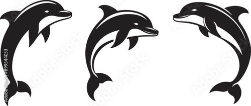 Dolphin Silhouettes. dolphin silhouette vector illustration. Dolphin silhouette - marine mammal. Bottlenose dolphin