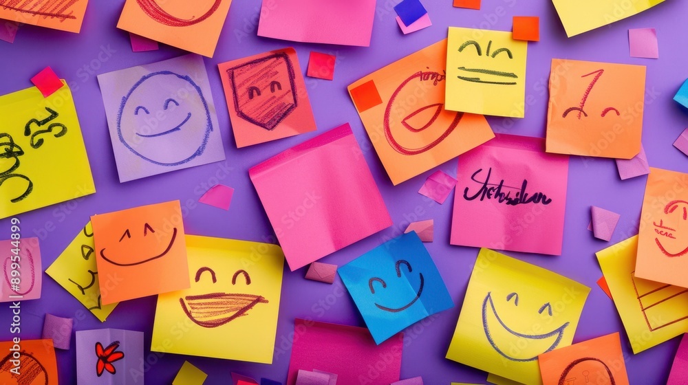 Colorful Post-it Notes with Faces Colorful Post-it Notes with Faces