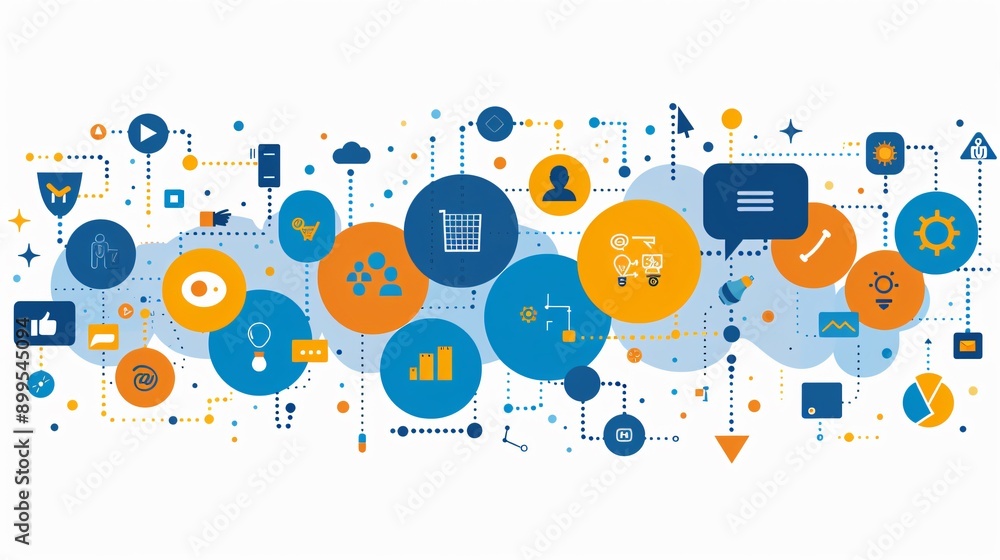 Interconnected Business Icons Abstract Interconnected Business Icons Abstract