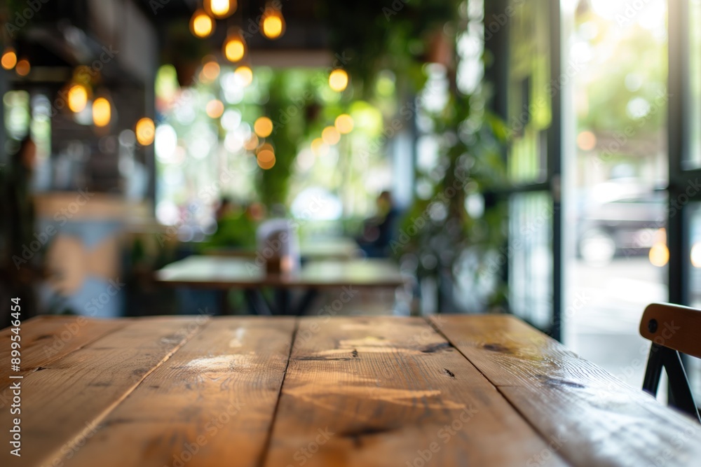 Wooden table with a blurred background of a cozy cafe. Concept of dining and social atmosphere. Wooden table with a blurred background of a cozy cafe. Concept of dining and social atmosphere.