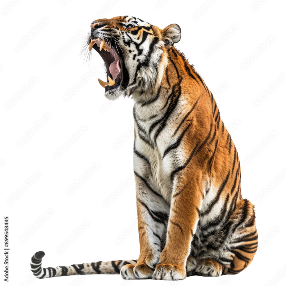 Obraz premium Tiger roar, isolated, transparent background, white background, no background