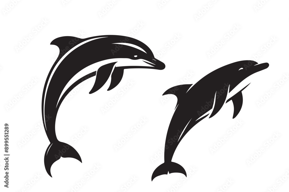 Fototapeta premium vector dolphin silhouette logo white background - Generative AI