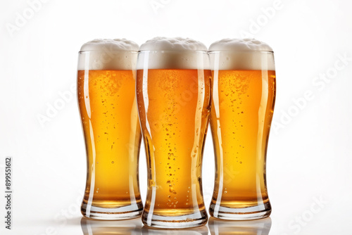 Wallpaper Mural Close up of Glasses of chilled white beer isolated on white background. Beer empty space. Hight Resolution. Torontodigital.ca