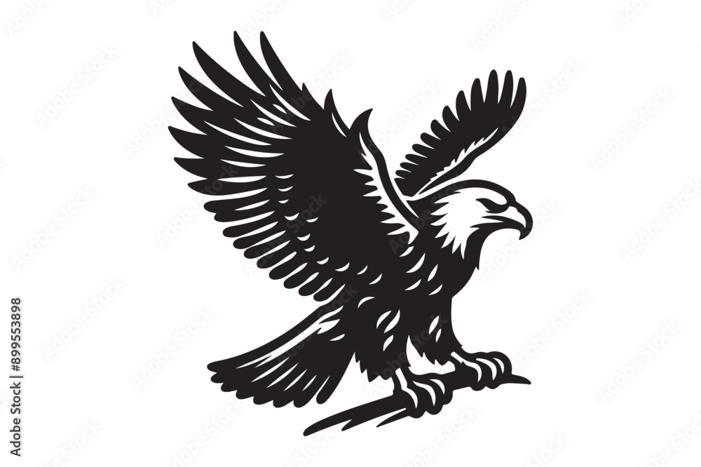 Obraz premium Eagle silhouette vector art illustration with white background - Generative AI