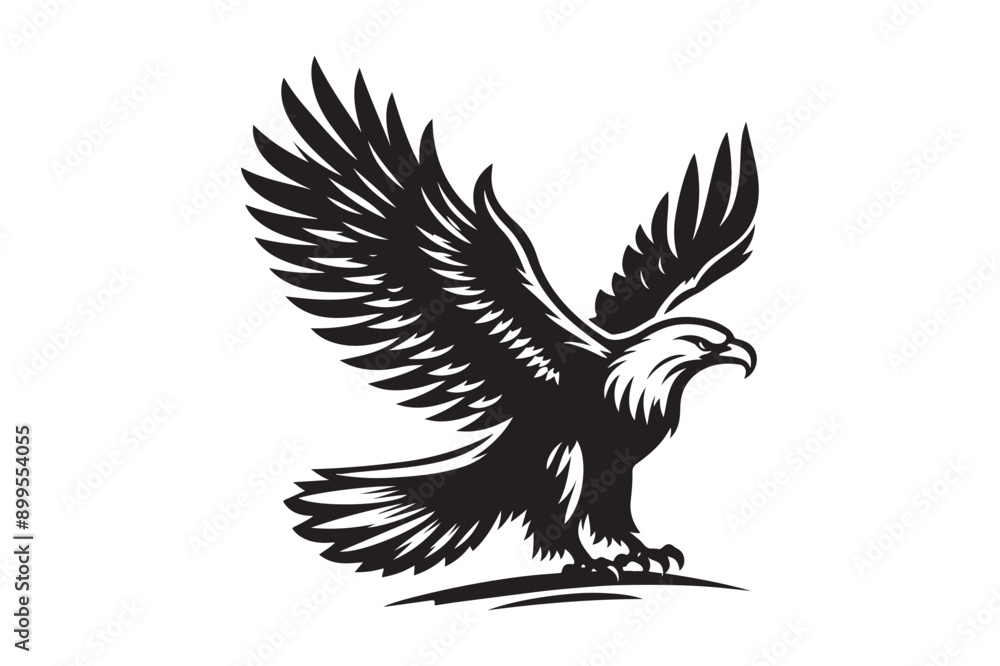Fototapeta premium Eagle silhouette vector art illustration with white background - Generative AI