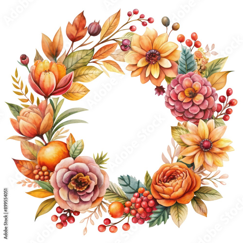 Transparent Watercolor Floral Wreath PNG