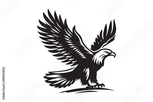 Eagle silhouette vector art illustration with white background - Generative AI