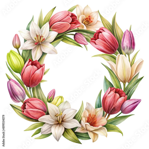 Transparent Watercolor Floral Wreath PNG