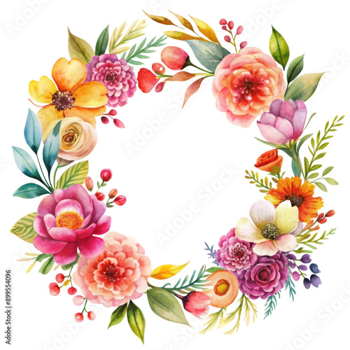 Transparent Watercolor Floral Wreath PNG