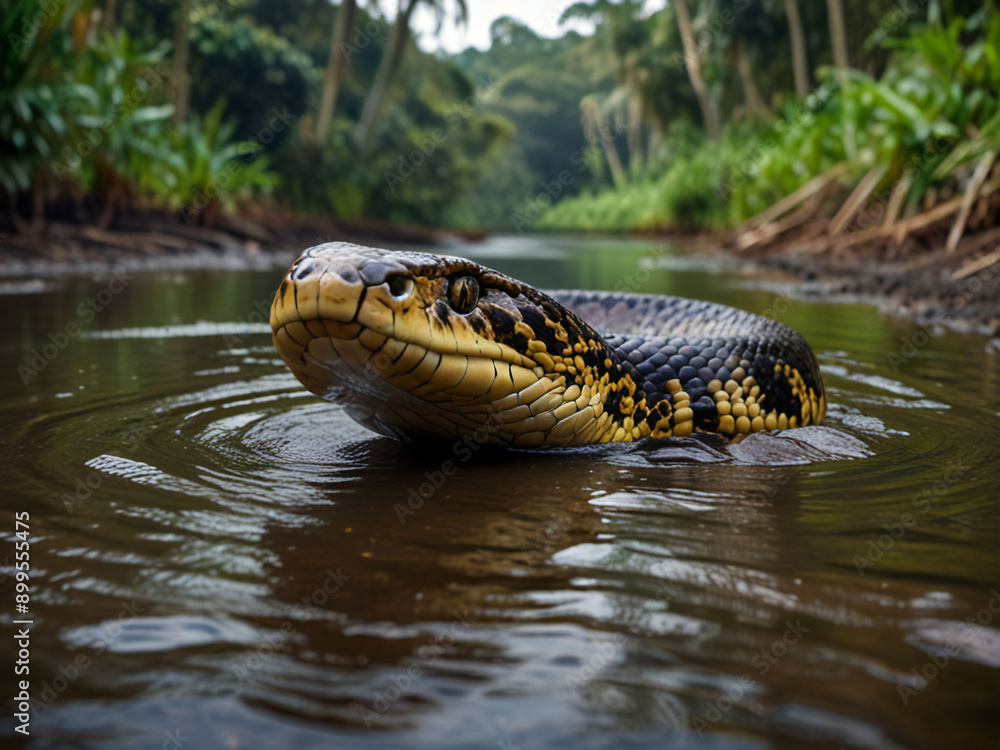 Fototapeta premium Anaconda in the Amazon jungle