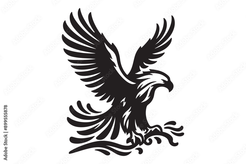 Obraz premium Eagle silhouette vector art illustration with white background - Generative AI