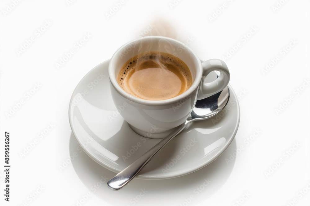 A cup of coffee with a spoon on top and steam coming out, AI A cup of coffee with a spoon on top and steam coming out, AI