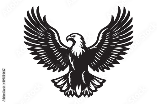 Eagle silhouette vector art illustration with white background - Generative AI