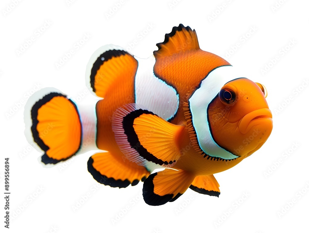 Fototapeta premium Captivating Clownfish Swimming in Isolated Environment