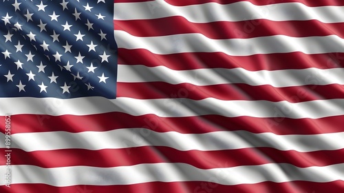 Close up of waving American flag in seamless pattern with rendering