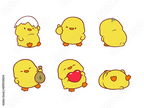 Adorable cute chick cartoon celebrating perfect for t-shirt printing, stickers, screen printing, totebags