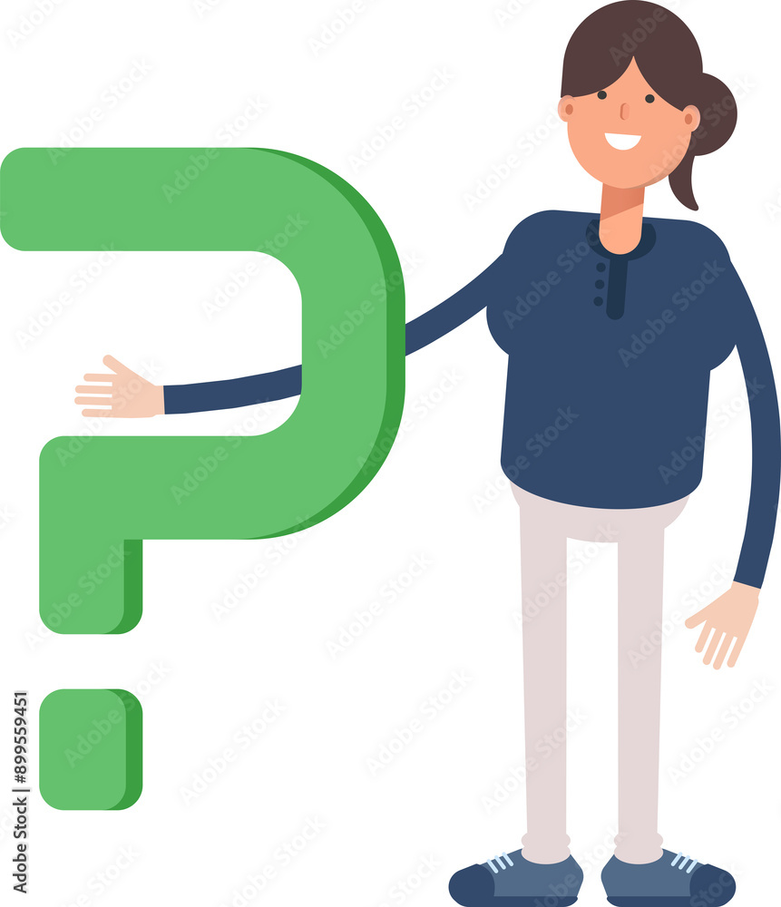 Girl Character and Question Mark
Girl Character and Question Mark