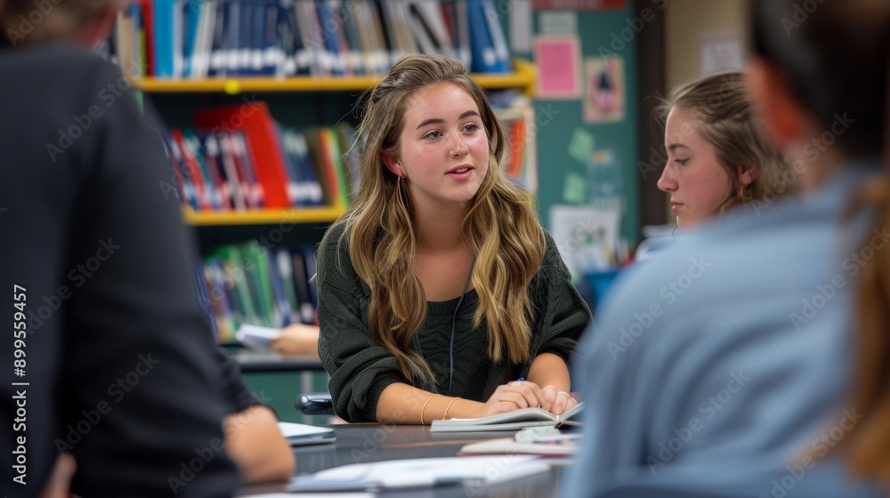 During a literature class, students participate in a poetry reading. During a literature class, students participate in a poetry reading.