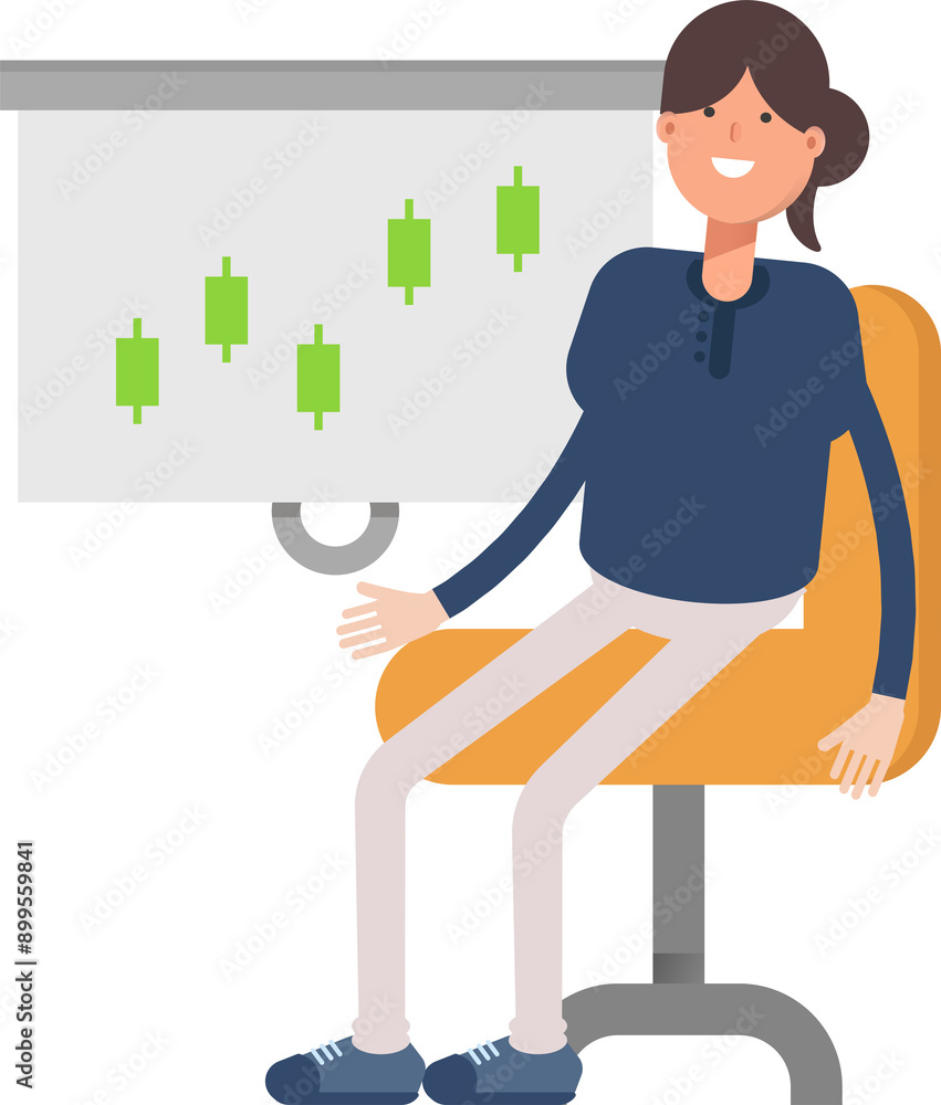 Girl Character Presenting Candlestick Chart
Girl Character Presenting Candlestick Chart